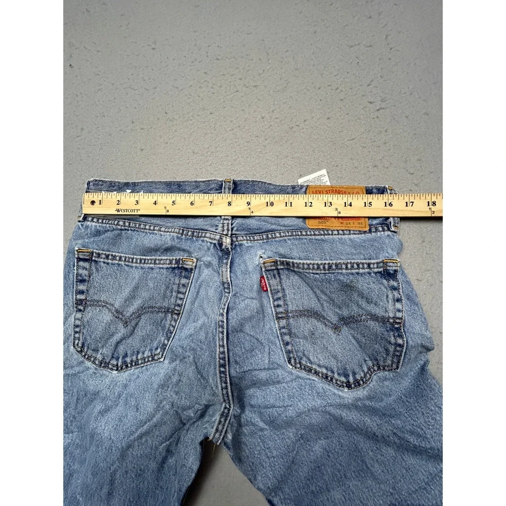 Levi's 505 Regular Fit Cotton Denim Light Wash Blue W34 L34 Mens